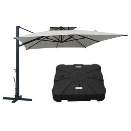 Mondawe - 10x13ft Cantilever Patio Umbrella with DIY Drape Hook and Base - Gray