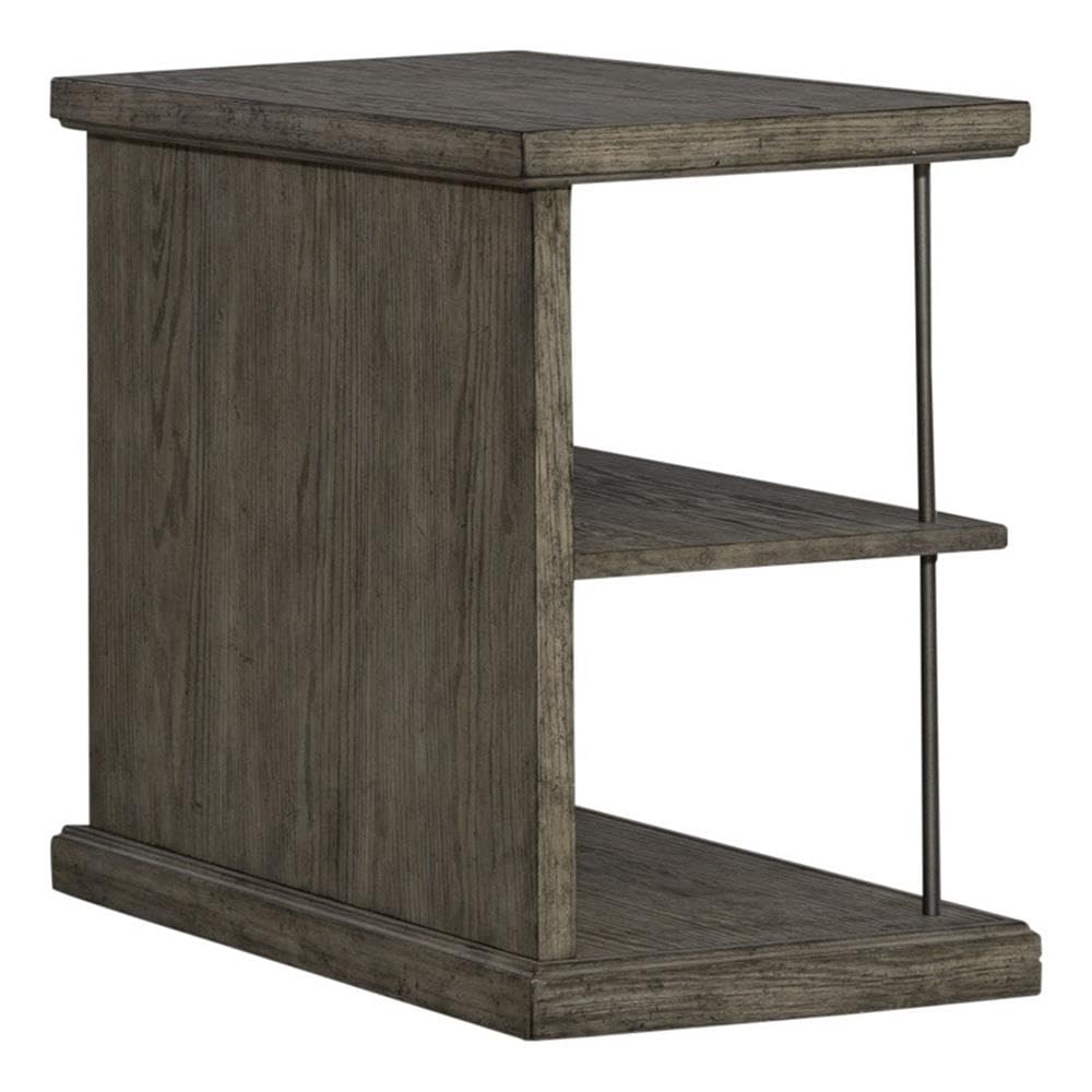 Back. Liberty Furniture Industries - City Scape Metal Accent Oak Wood Chair Side Table for Living Room - Burnished Beige.