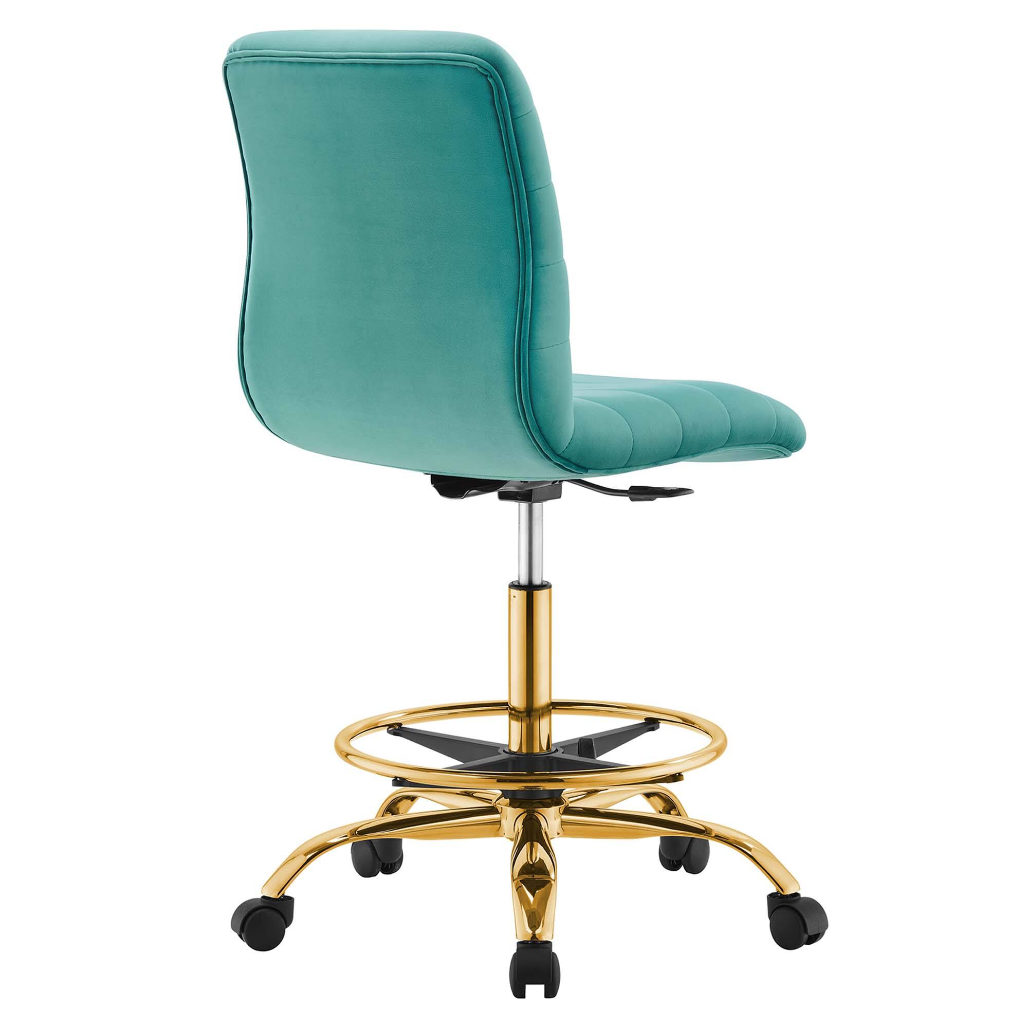 Back. Modway - Ripple Armless Performance Velvet Drafting Chair by Modway - Blue.