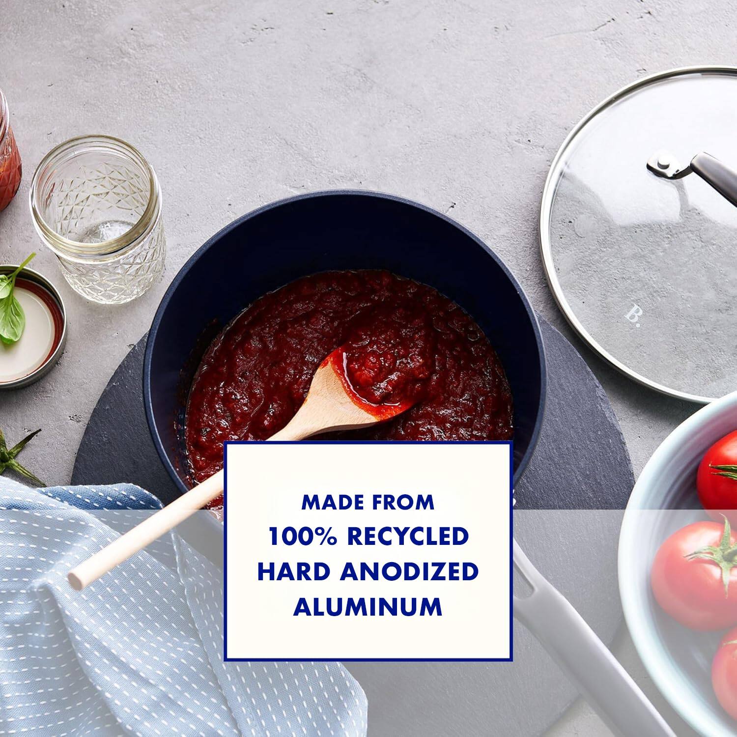 MADE FROM  
100% RECYCLED  
HARD ANODIZED  
ALUMINUM