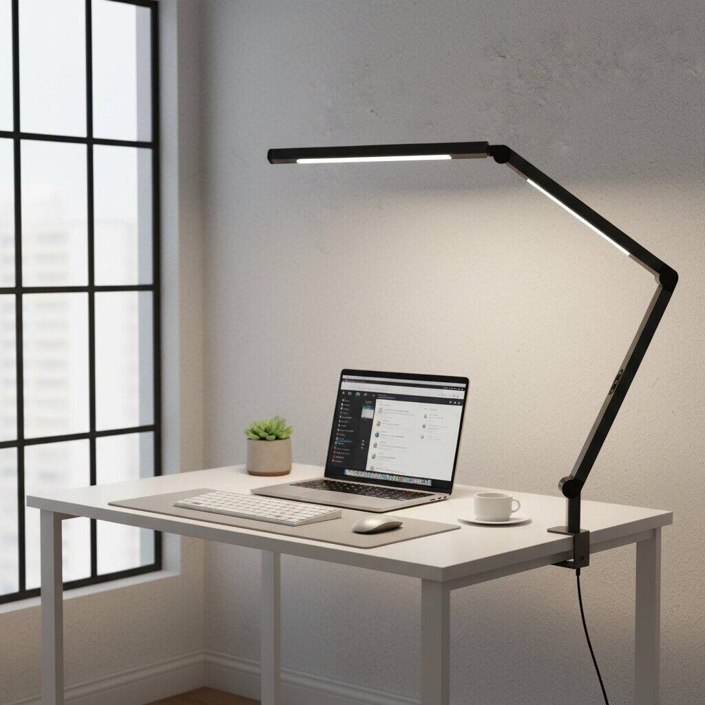 Alt View 2. Dazzed Corner - LED Desk Lamp with Clamp, Brightness Levels Table Light - Black.