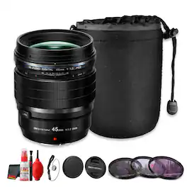 Bundle - OM System - M.Zuiko Digital ED 45mm f/1.2 PRO Lens Micro Four Thirds Portrait Lens() - Black