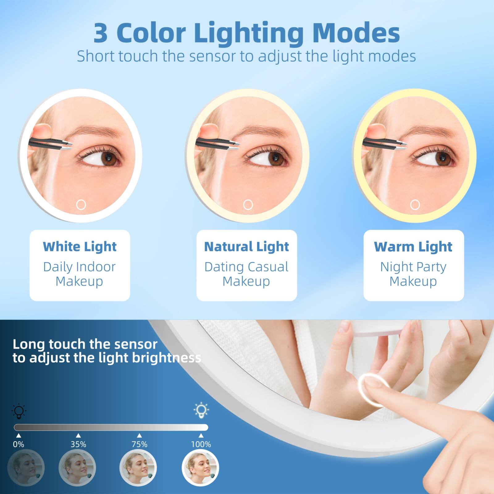 Left. Earthley Blooms - Mirror Light Color High Quality Product with Modern Design for Daily Use Elegant Stylish Appearance - Black-20x-6"L x 6"W.