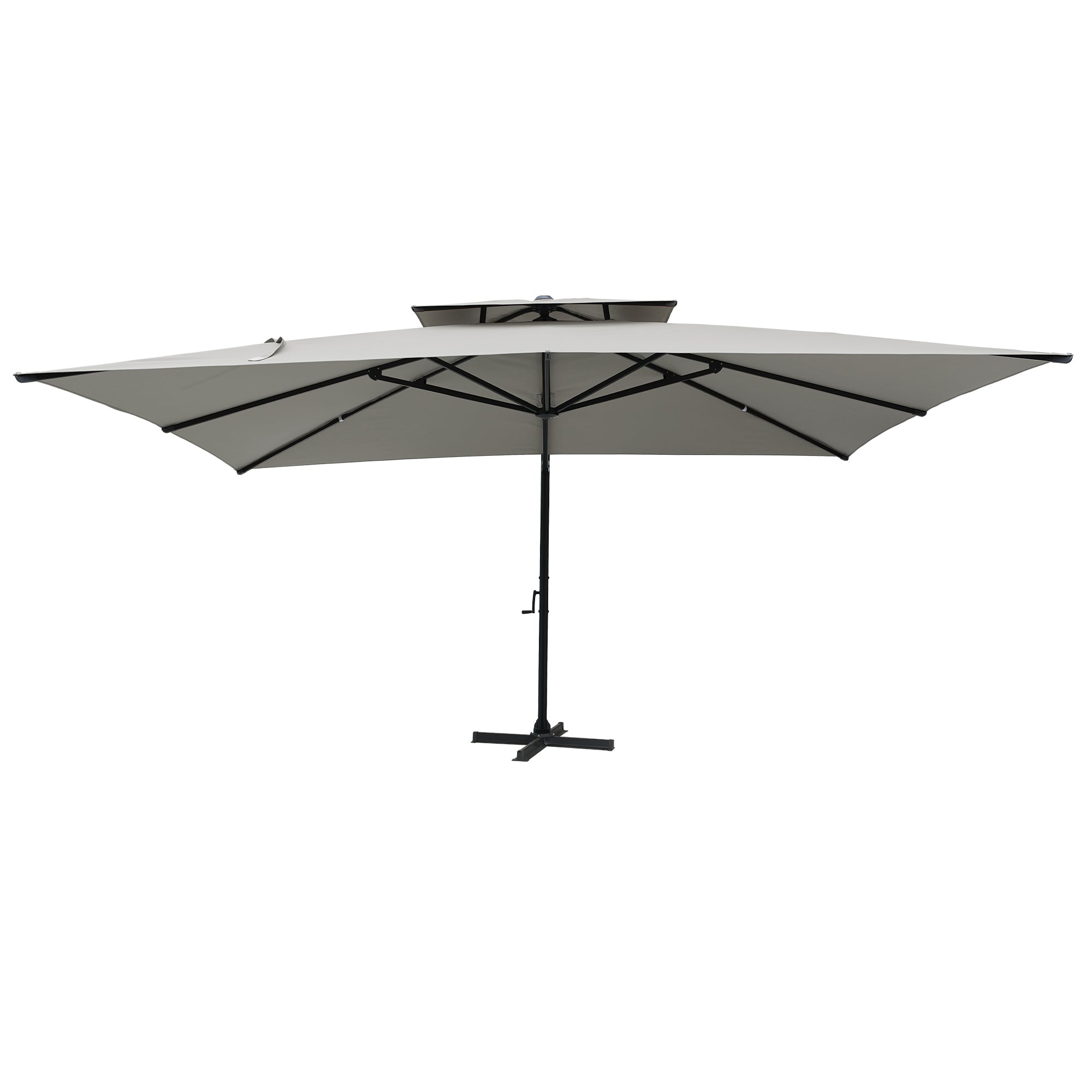 Angle. Mondawe - 10x13ft Cantilever Patio Umbrella with 360° Rotation, DIY Drape Hook - Gray.