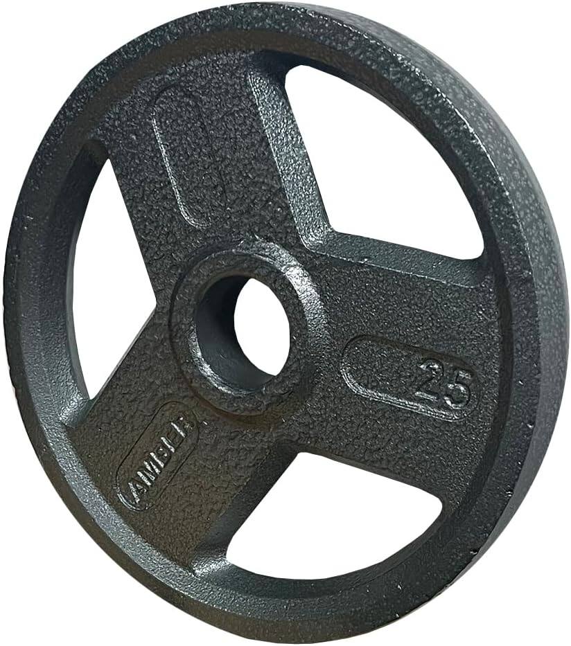 Alt View 1. Amber Sporting Goods - Tri-Grip Cast Iron Weight Plates for Strength Training, Rust Resistant, Ideal for Squats & Lifts, 25 lb Pair - black.