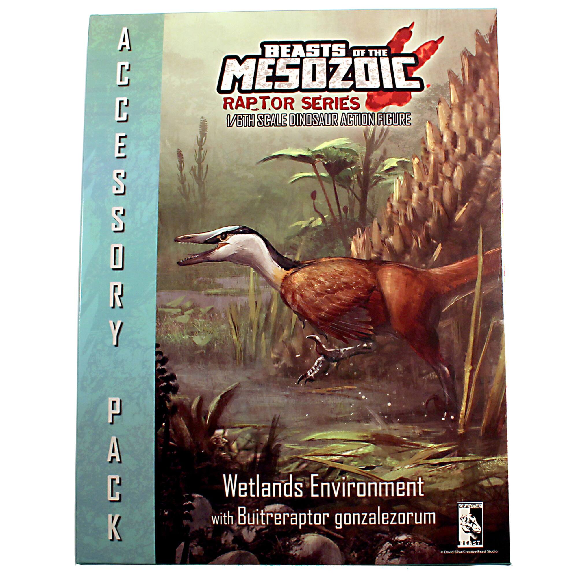 Accessory Pack Beasts of the Mesozoic Raptor Series 1/6th Scale Dinosaur Action Figure Wetlands Environment with Buitreraptor gonzalezorum. He's a Martian sha.