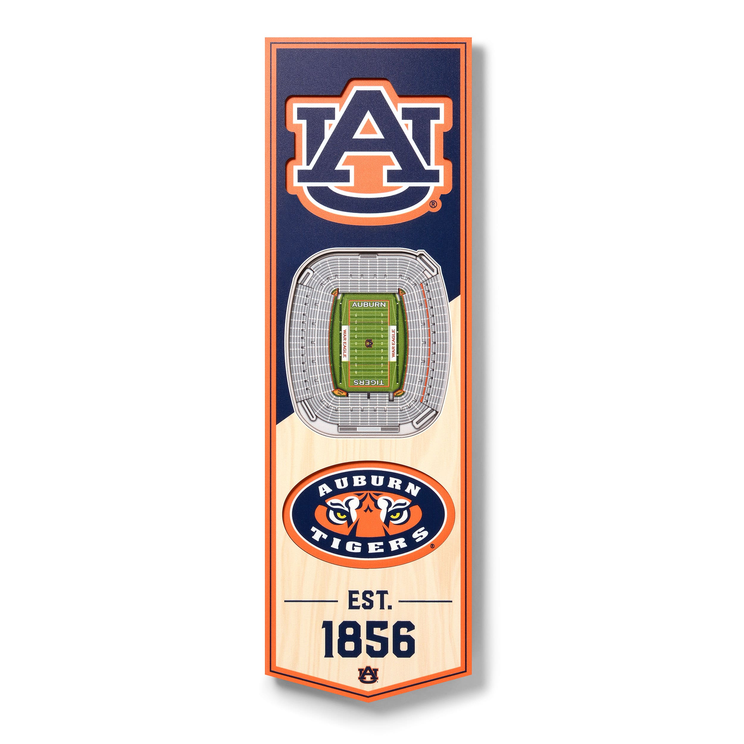 YouTheFan - Auburn Tigers 6'' x 19'' 3D StadiumView Banner - Multicolor