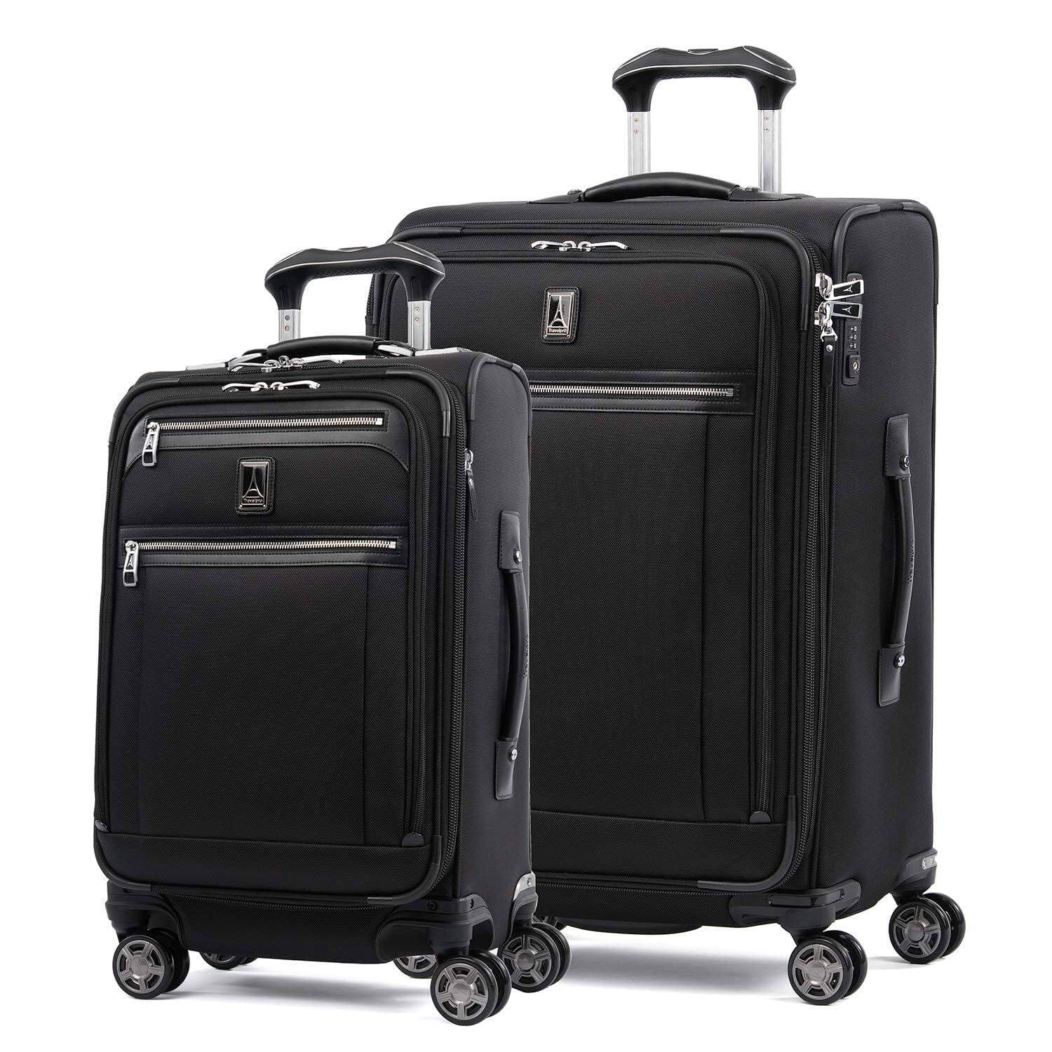 Front. Travelpro - Platinum Elite Softside Expandable Checked Luggage, 8 Wheel Spinner Large Suitcase, TSA Lock, Men and Women - Black.