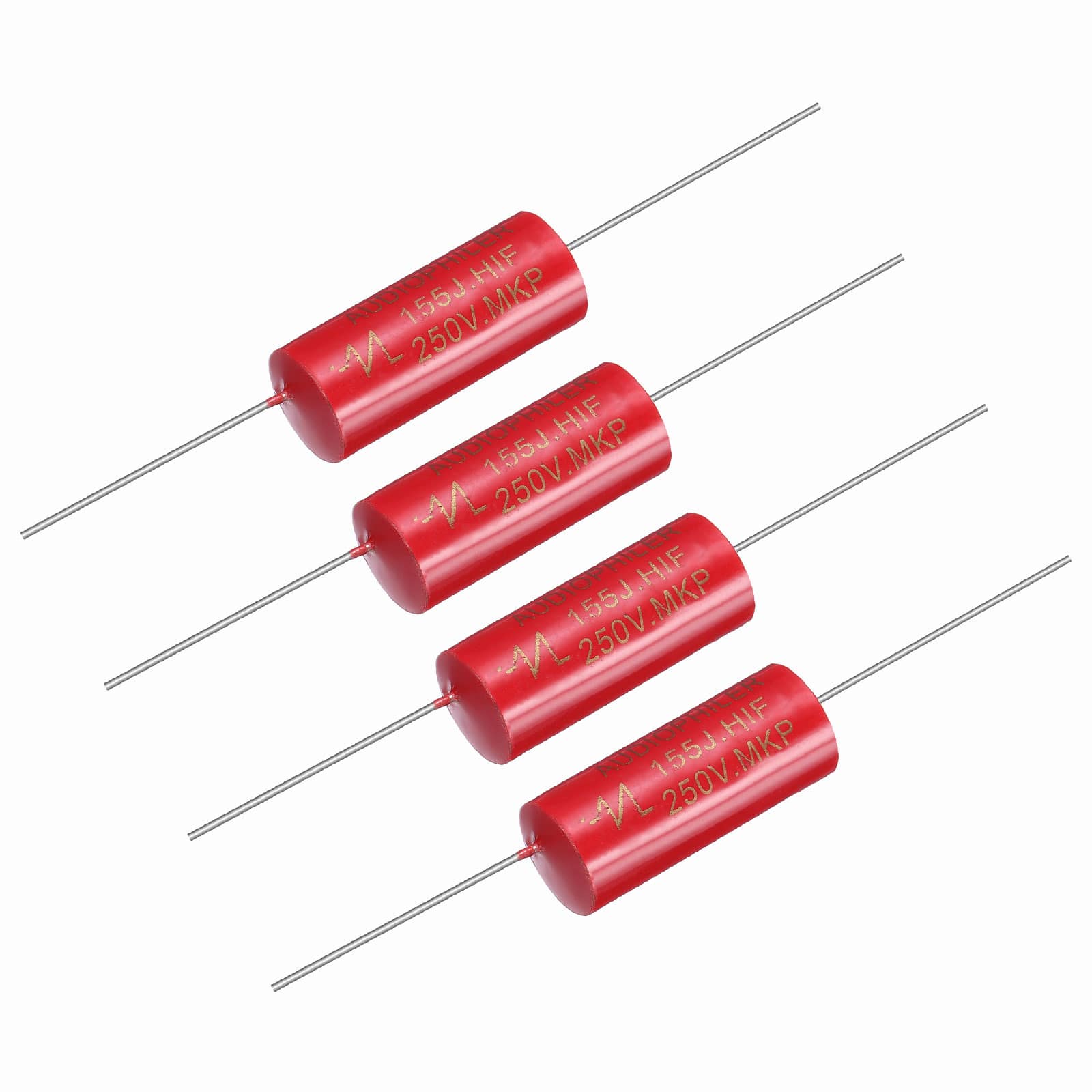 Unique Bargains - 4pcs 1uF 250V Axial MKP Film Capacitor for Audio Speaker Crossover Frequency Divider - Red price history on PriceWatchPro