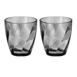 Unique Bargains - 2pcs Clear Plastic Reusable Drinking Glasses, 10oz Diagonal Texture Unbreakable Stackable for Beer Juice - Gray