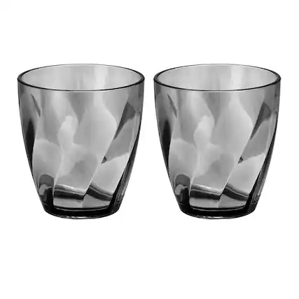 Front. Unique Bargains - 2pcs Clear Plastic Reusable Drinking Glasses, 10oz Diagonal Texture Unbreakable Stackable for Beer Juice - Grey.
