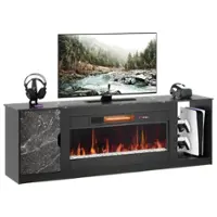 Bestier 70" Modern TV Stand with LED Lights and Storage Fits TVs Up to 80" - Black - Front_Zoom