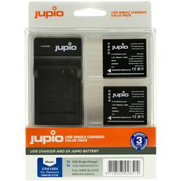Jupio - Value Pack with 2x DMW-BLG10 7.2V 900mAh Lithium-Ion Battery and USB Charger