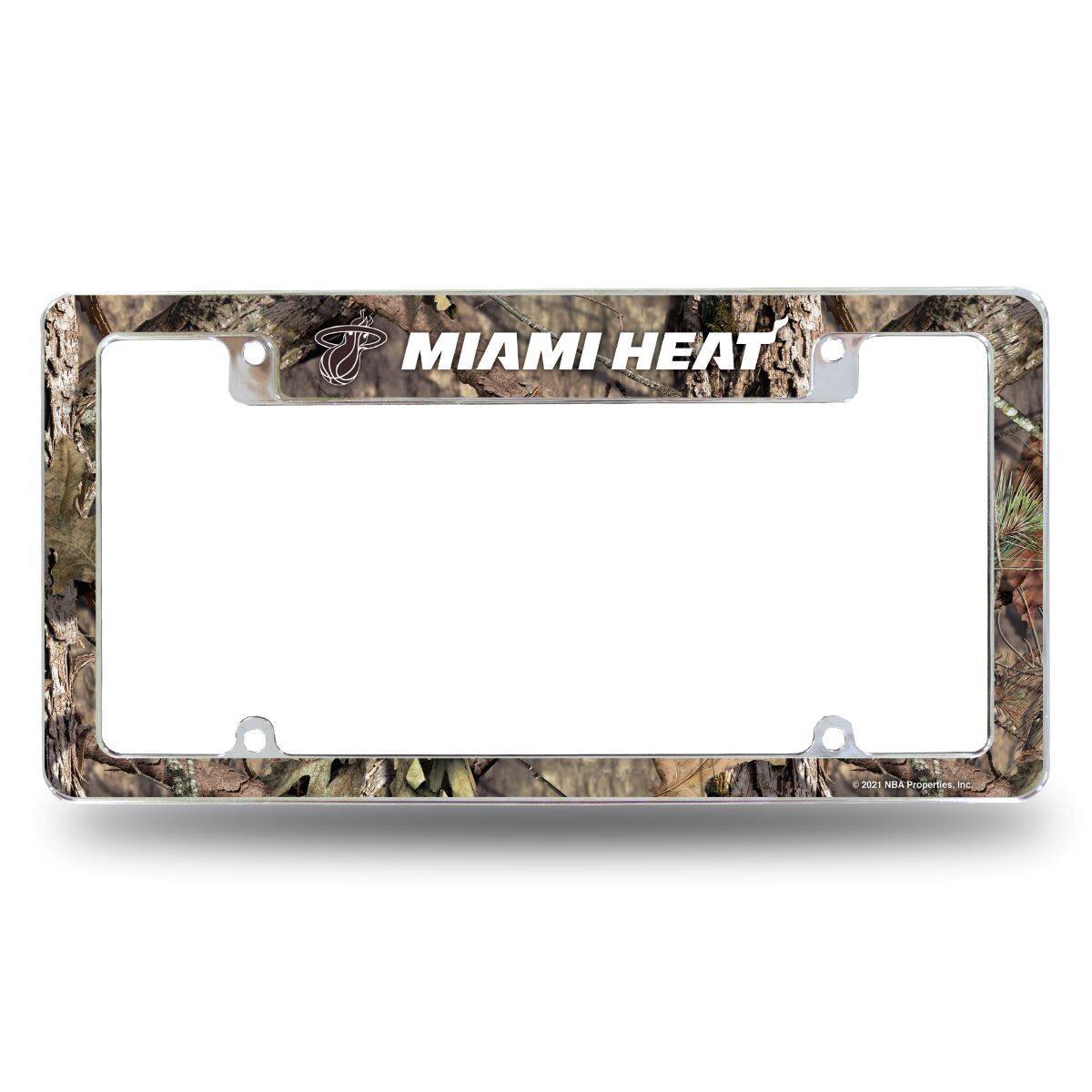Miami Basketball Heat Chrome Metal License Plate Frame Camouflaged Camo Design