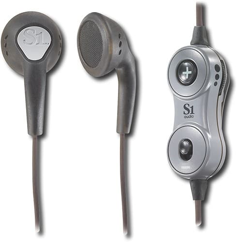 Angle Standard. S1 Audio - SuperBudz Earbud Headphones - Charcoal.