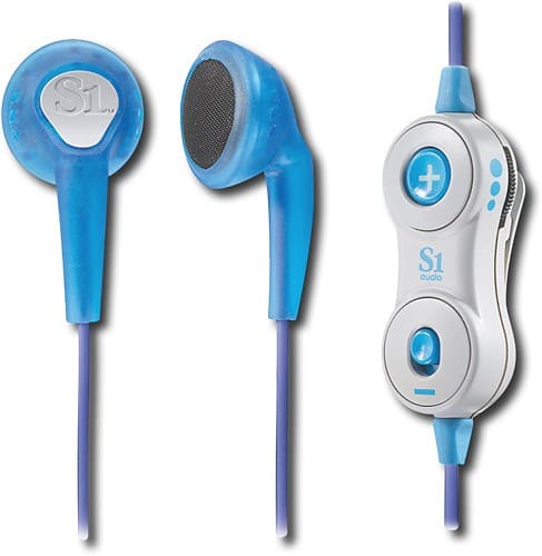 Angle Standard. S1 Audio - SuperBudz Earbud Headphones - Blue.
