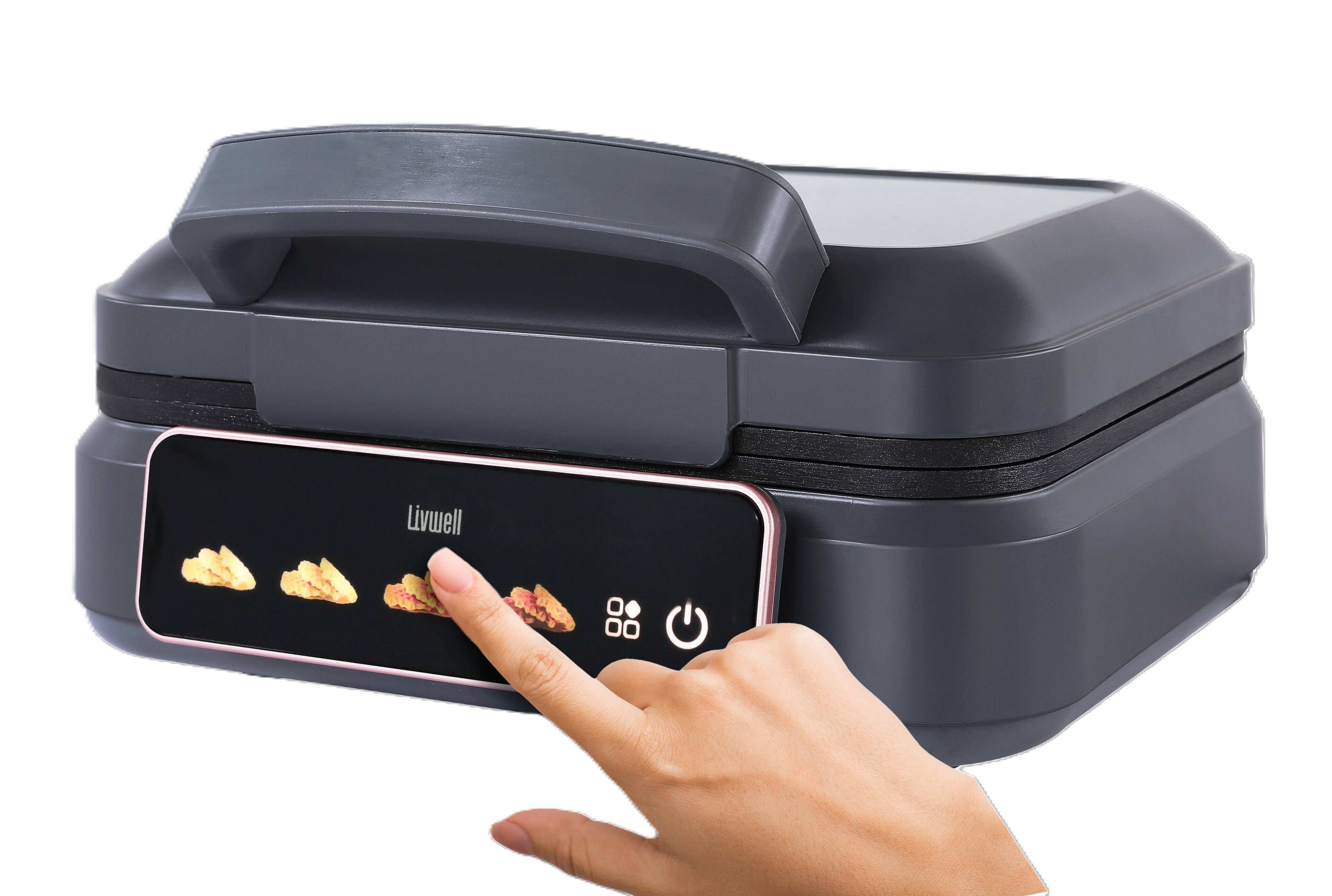 Alt View 5. Livwell - Smart Touch Waffle Maker - Matte Grey.