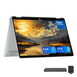 HP - OmniBook 5 Flip 14" 2K Touchscreen,Intel Core 5 120U,8GB RAM,1TB SSD+1TB Dock Set,Backlit Keyboard,Win 11 - Silver