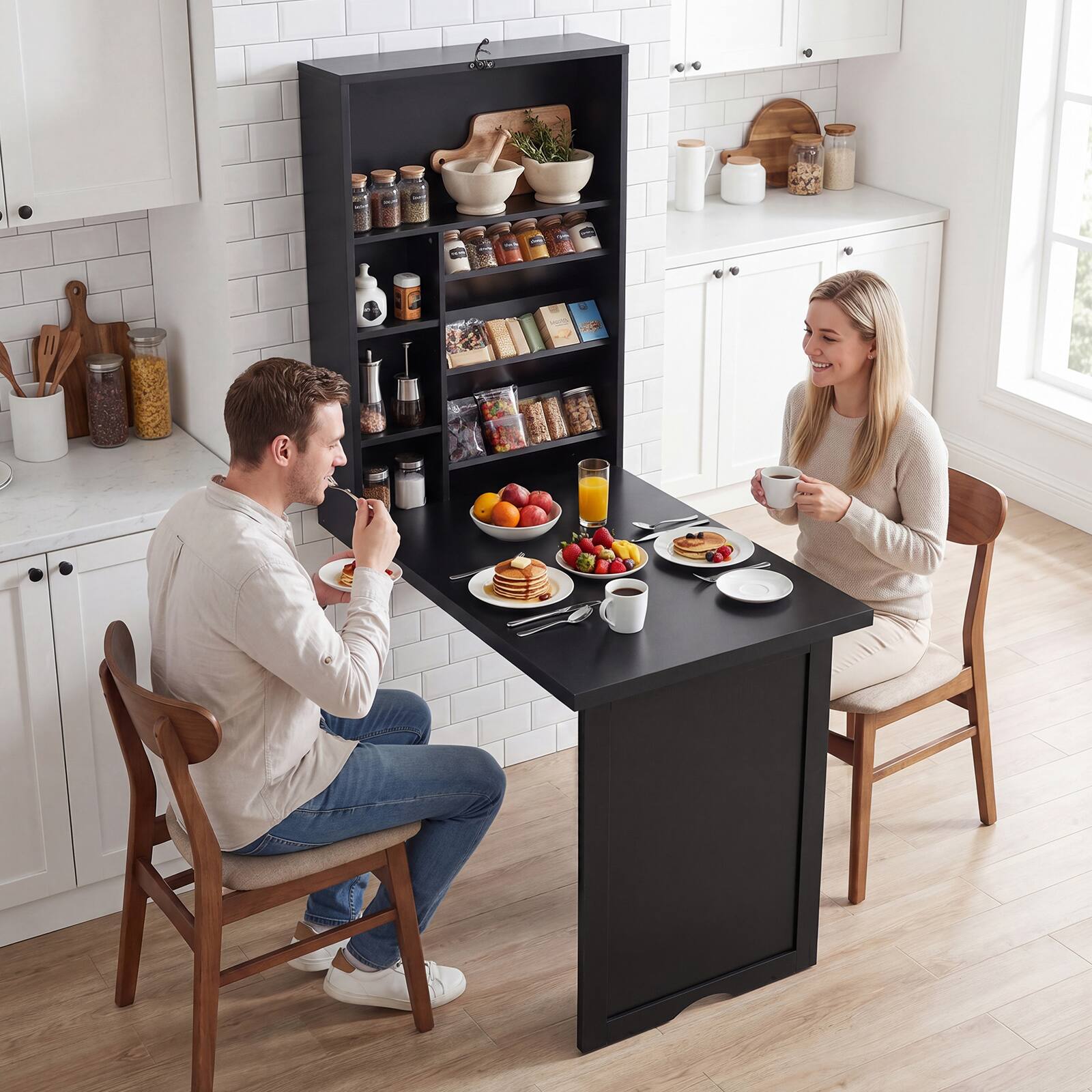 Alt View 3. Gymax - Gymax Wall Mounted Fold-Out Convertible Floating Desk Space Saver Writing Table Black - Black.
