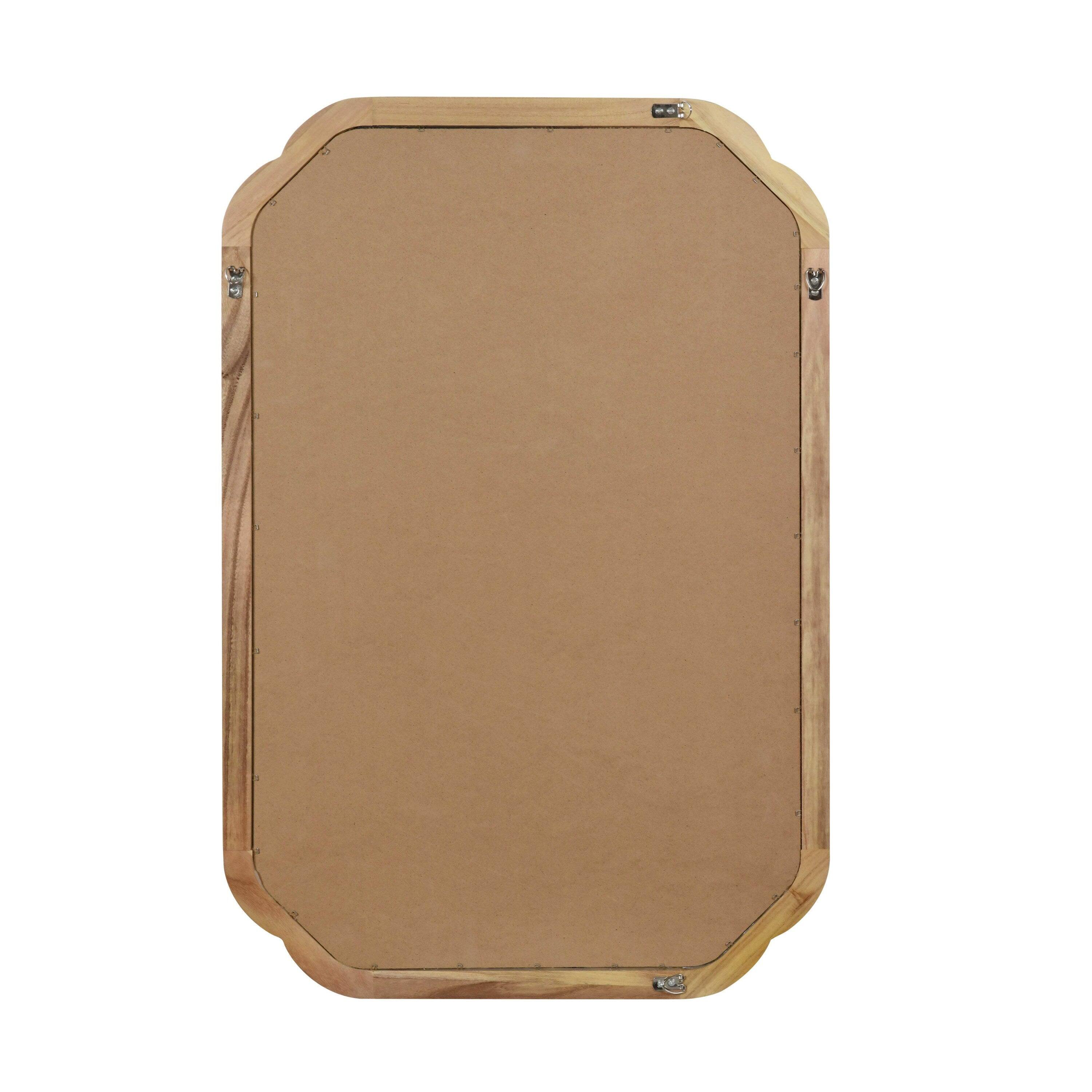 Alt View 6. BreeBe - 20x30 Natural Wood Solid Wood Rounded Corner Decorative Mirror for Bedroom Bathroom Living Room Entryway - Natural Wood.