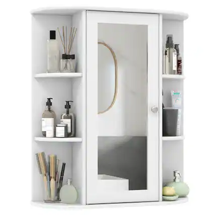 Front. SlickBlue - Classic Wall Cabinet for Bathroom, Kitchen, or Laundry Room - White.