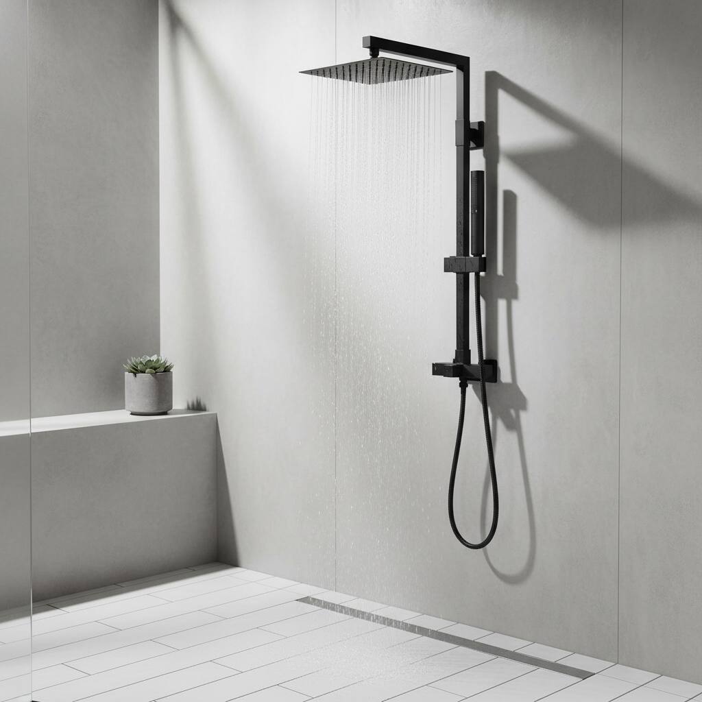 Alt View 2. Dazzed Corner - Metal 10 Inch Square Rainfall Shower Head,Showerhead Rain Set - Black.