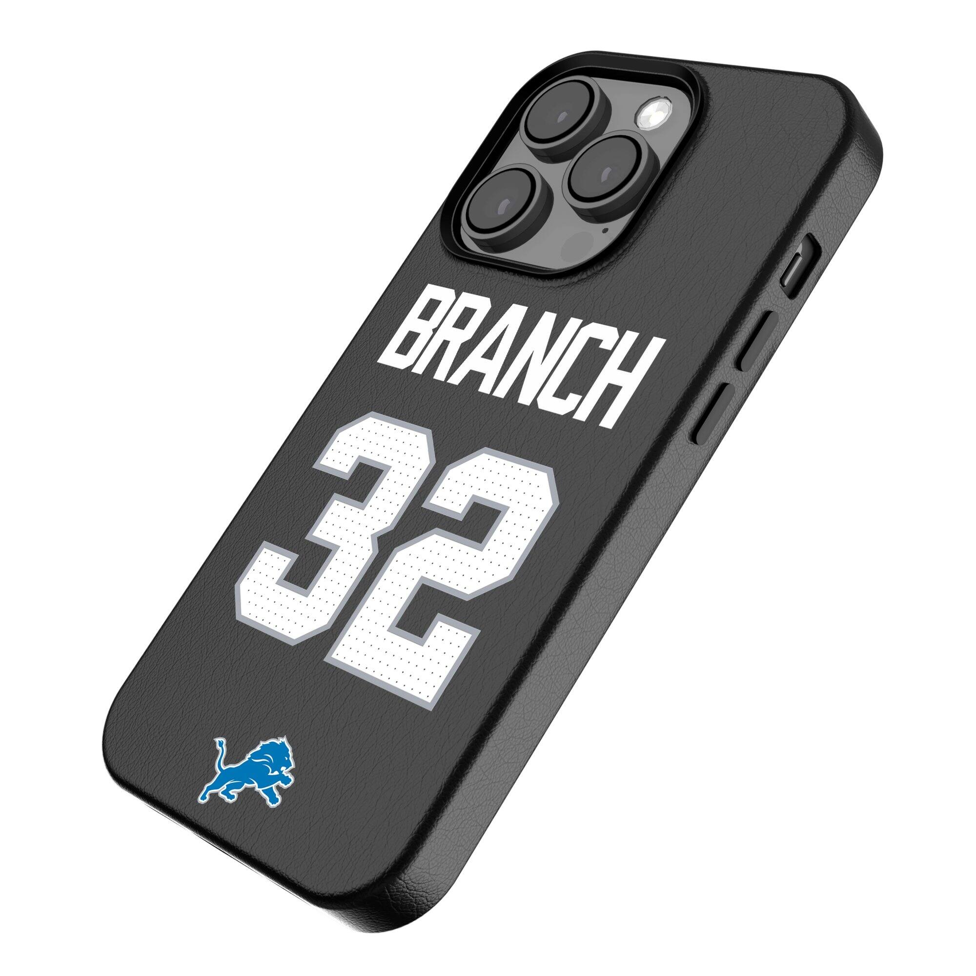 Alt View 1. Keyscaper - Brian Branch-Black Detroit Lions iPhone Magnetic Bump Case - 13 - Black.