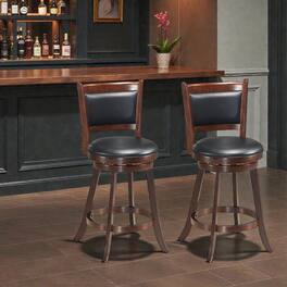 Hivvago - 24-Inch Swivel Counter Stools with Upholstered Seats - Set of 2 - Brown