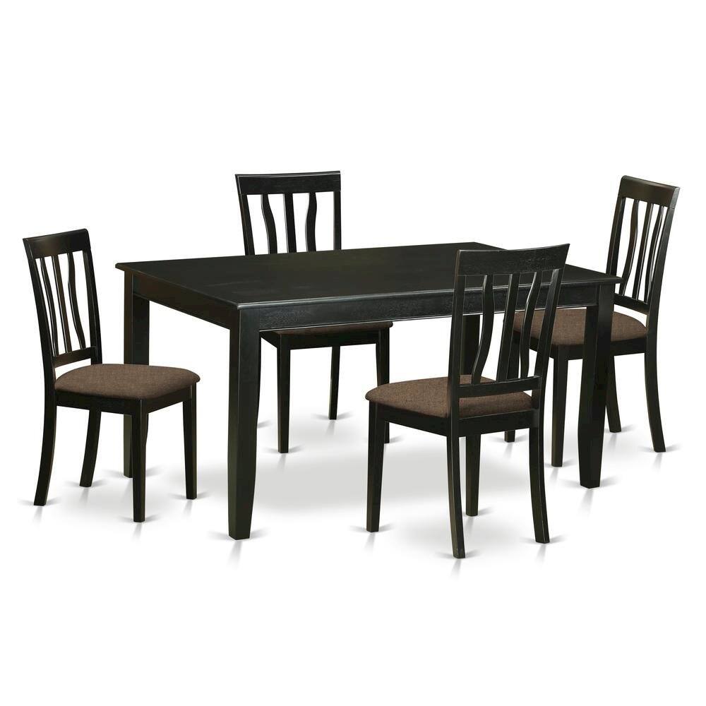 Left. FurniFact - Dining Room Table Set for 4 with Rectangular Table and Wooden Chairs - Black.
