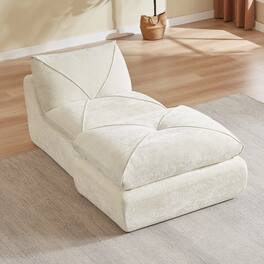 Loheer - Loheer- 2.8x3.4x2.7 ft Modern Minimalist Chenille Sectional Sofa with Ottoman for Apartment Living Room - Beige