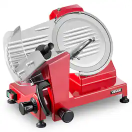 VEVOR - Commercial Meat Slicer 340W Electric Deli Food Slicer 10 inch Blade, 300-450RPM Electric Food Slicer, Carbon Steel Blade - Red;Silver