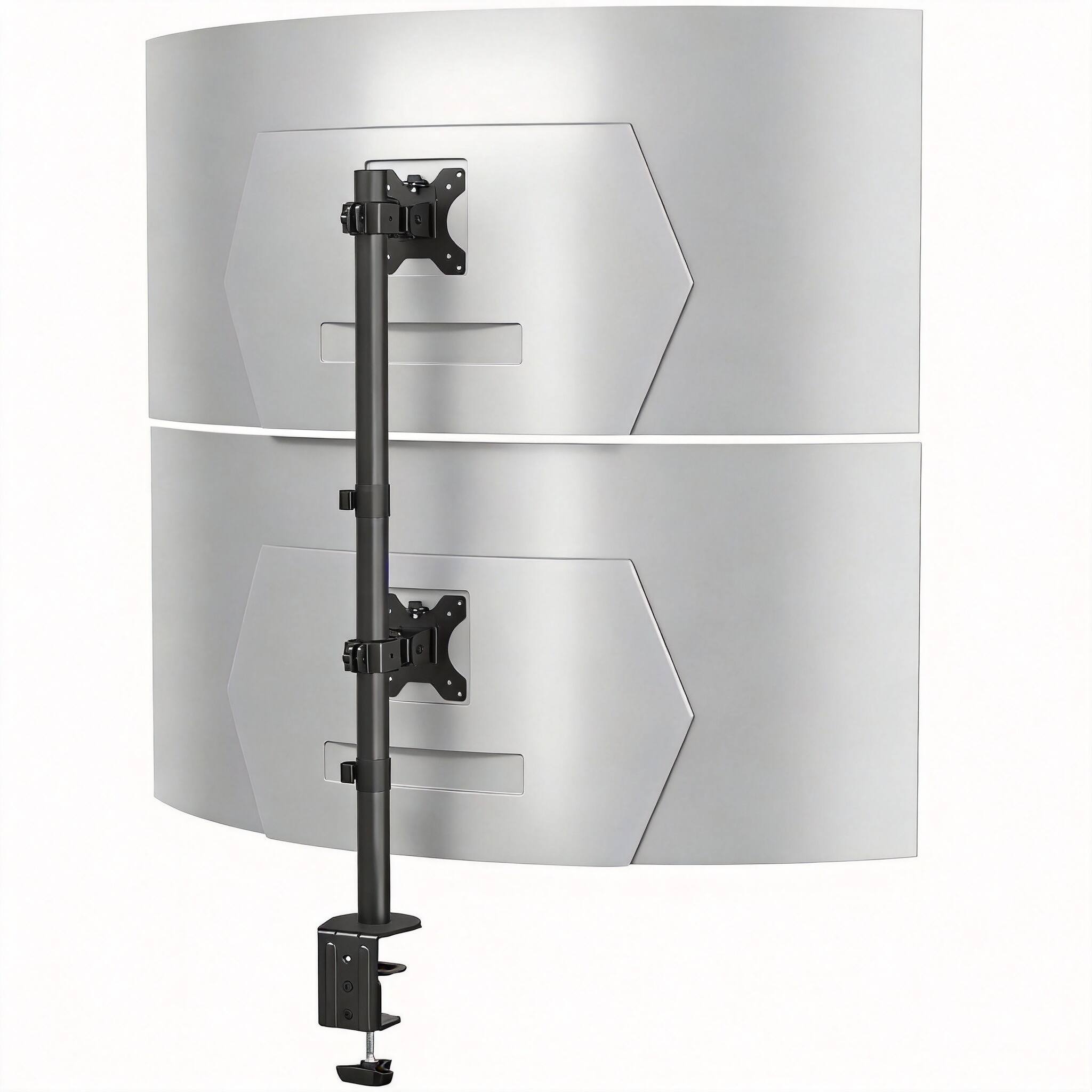 Frangdom - 2x45" Dual Vertical Monitor Mount Heavy-Duty Tall Stack Stand - Black 2x45" 25lbs