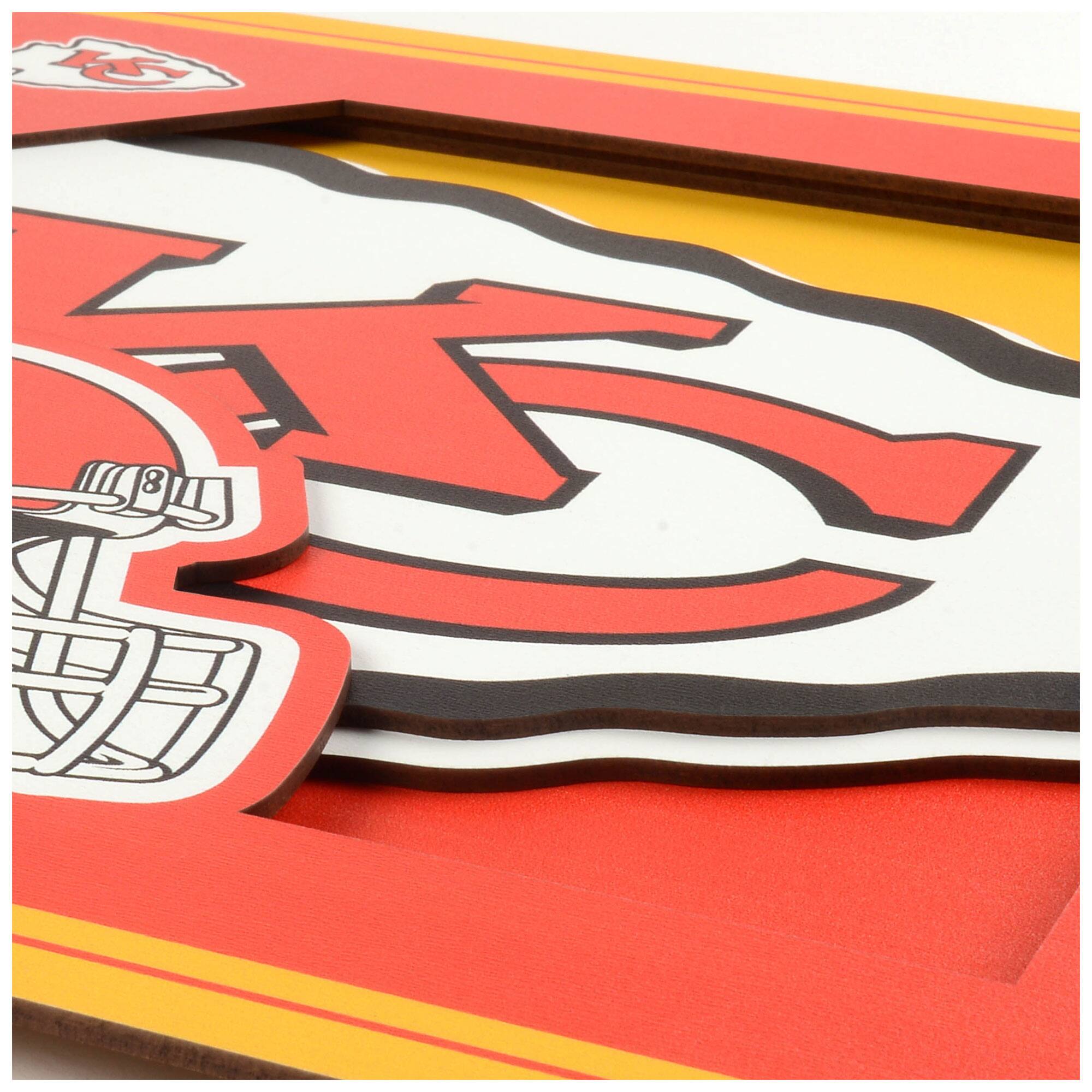 Alt View 1. YouTheFan - Kansas City Chiefs 12'' x 12'' 3D Logo Wall Art - Multicolor.