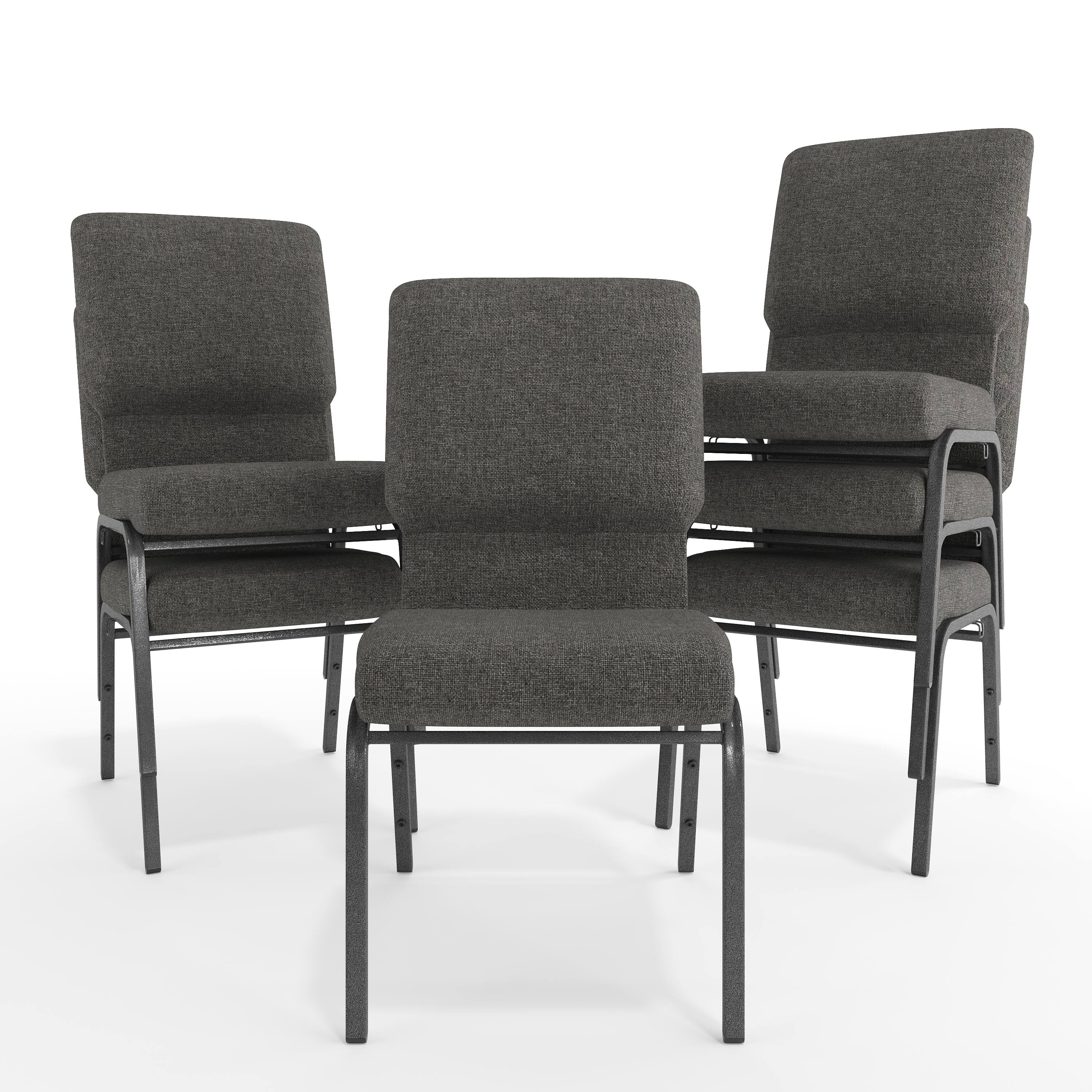 Alt View 10. Emma + Oliver - Church Chairs 18.5 in. Wide - Charcoal Gray Fabric/Silver Vein Frame.