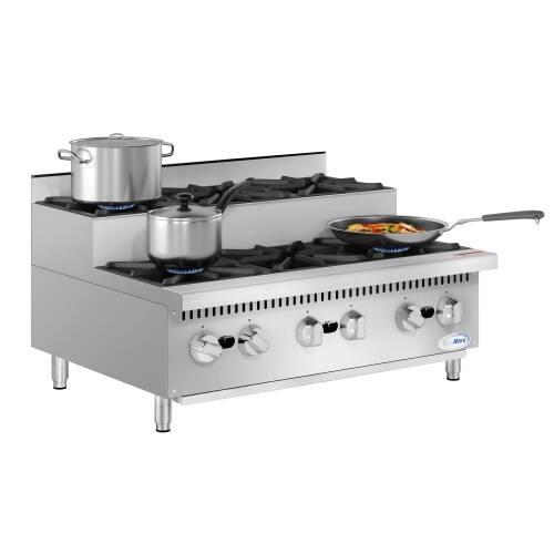 Alt View 1. Koolmore - 36 in. Commercial Six-Burner Step Up Gas Range, 156000 BTU in Stainless-Steel (KM-CRSU-36) - Silver.