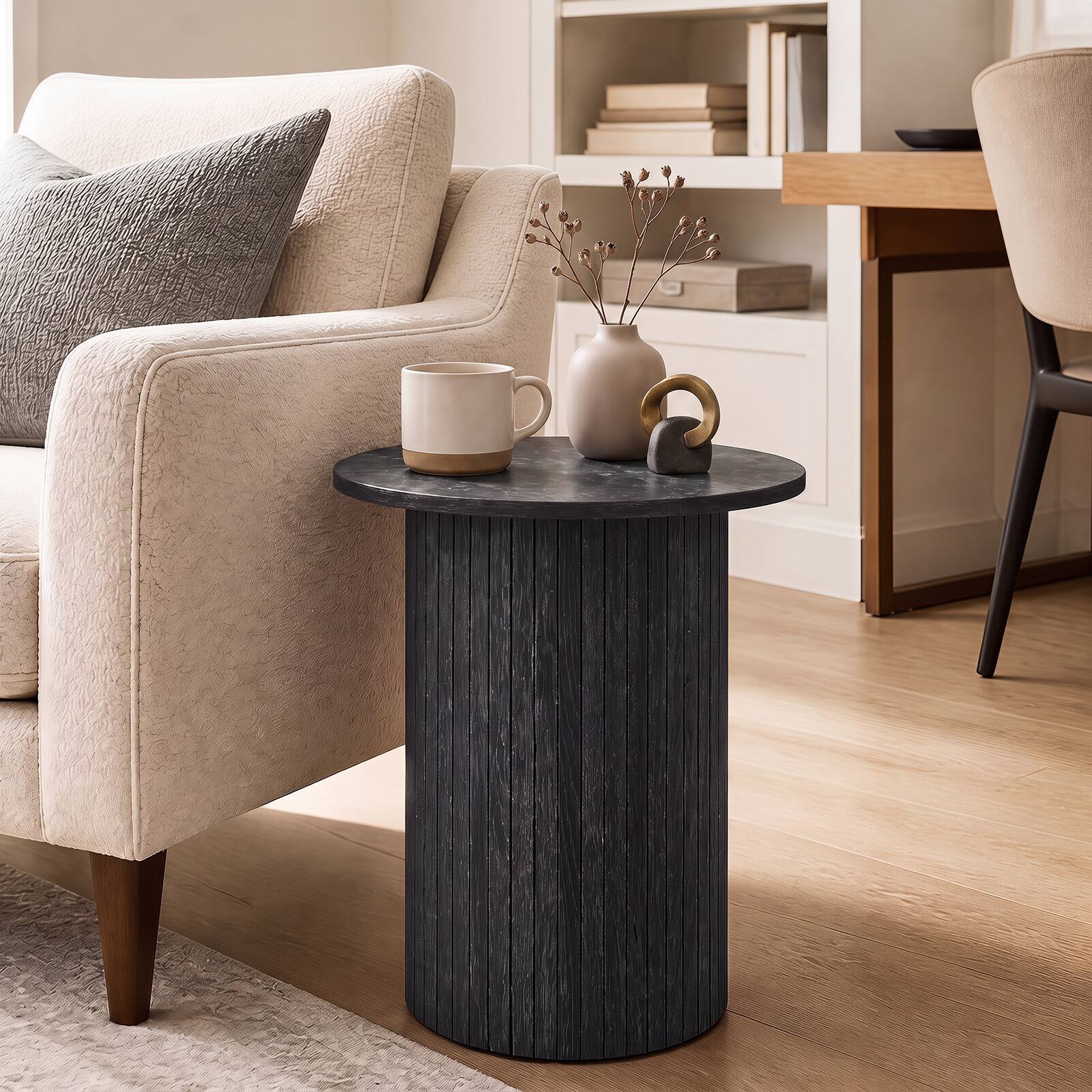 Alt View 3. Costway - Costway 1 PCS Modern Small Wooden Accent Nightstand with Non-Slip Foot Pads for Small Spaces - Black.