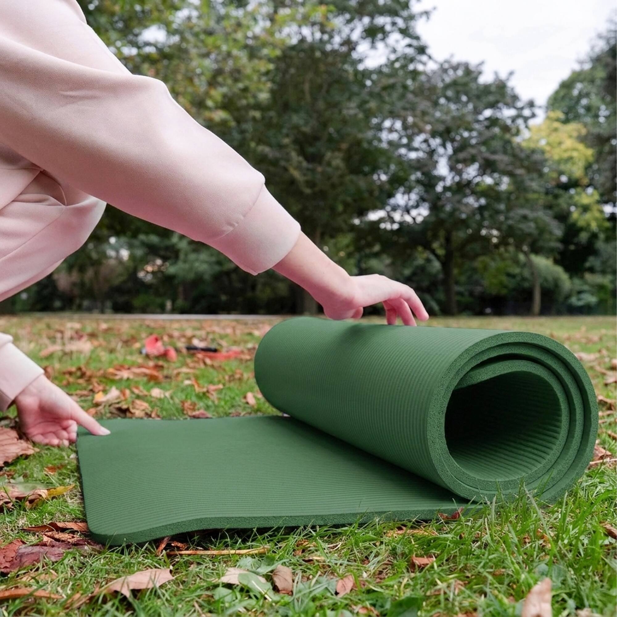 Alt View 4. BalanceFrom Fitness - BalanceFrom Yoga Mat, 1" Extra Thick Exercise Pilates Workout Mat, Green Jasper - Green Jasper.