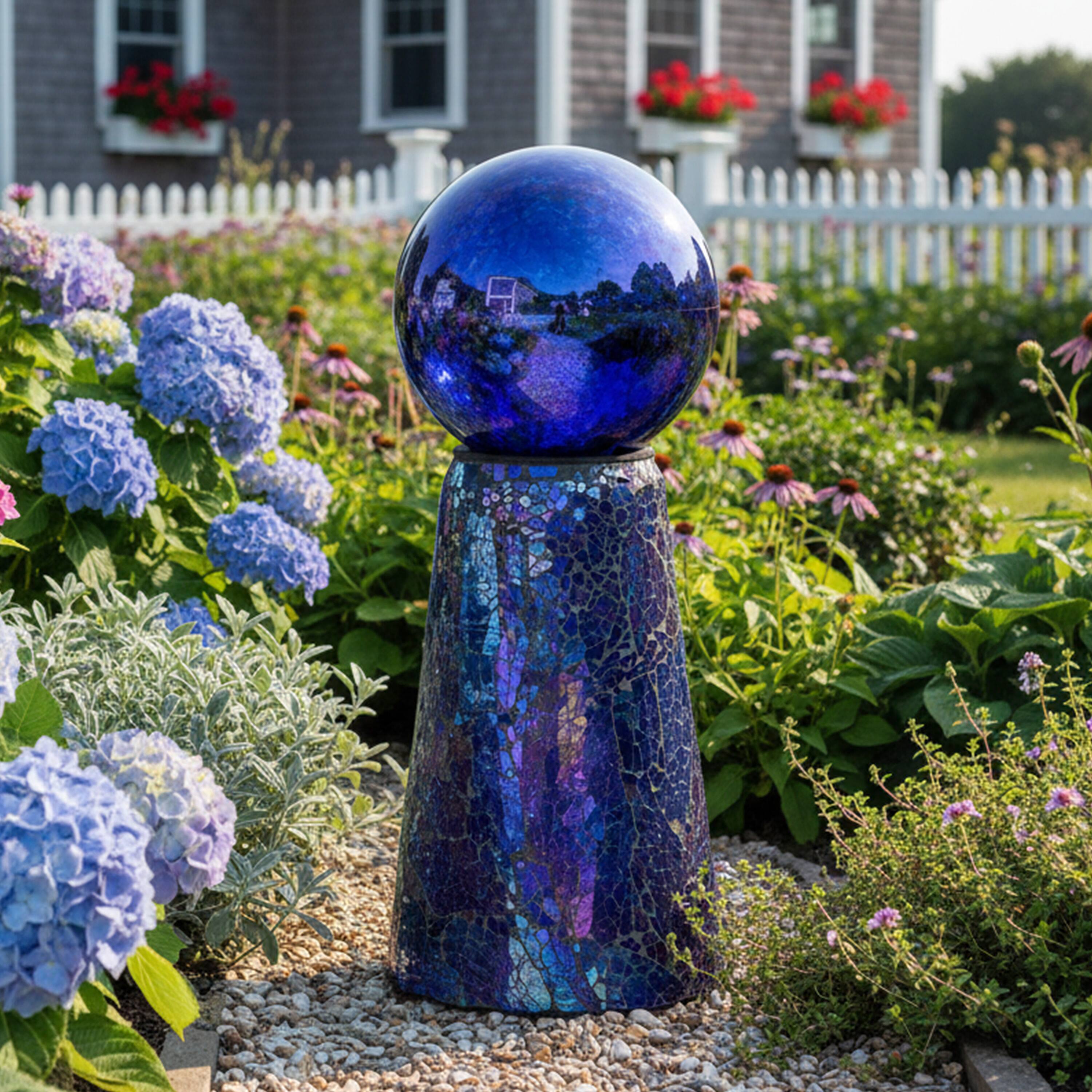 Alt View 10. Sunnydaze - 11" H Mosaic Gazing Globe Stand - Iridescent Purple.