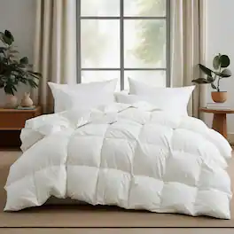 Peace Nest - Heavyweight Extra Warmth Goose Feather Down Fiber Duvet Comforter Insert, Twin - White