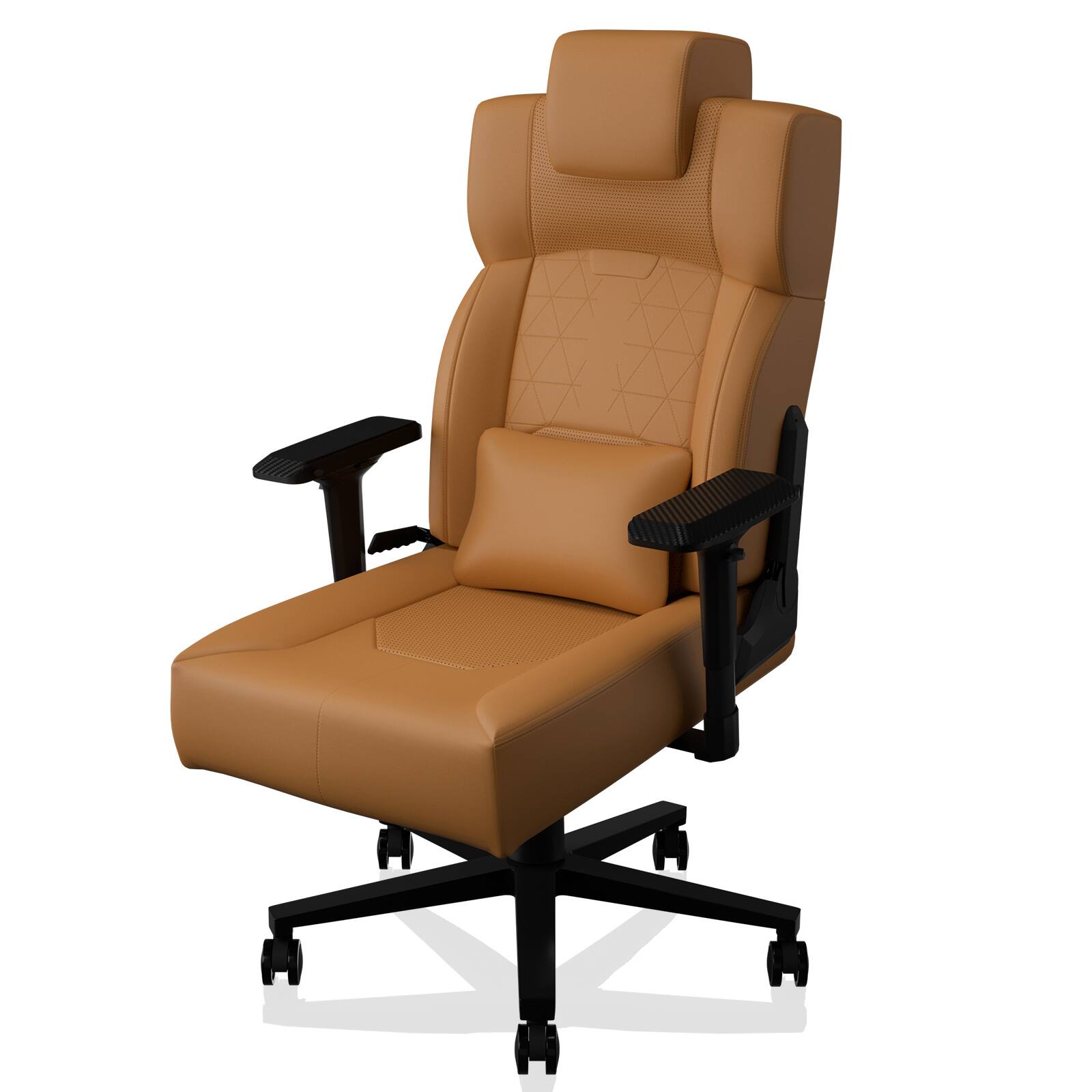 Angle. Spaco - Spaco Ergonomic Executive Gaming Chair,High Back,Lumbar Support,Flip Up Arms,Headrest,PU Leather,for Home Office - Yellow Brown.