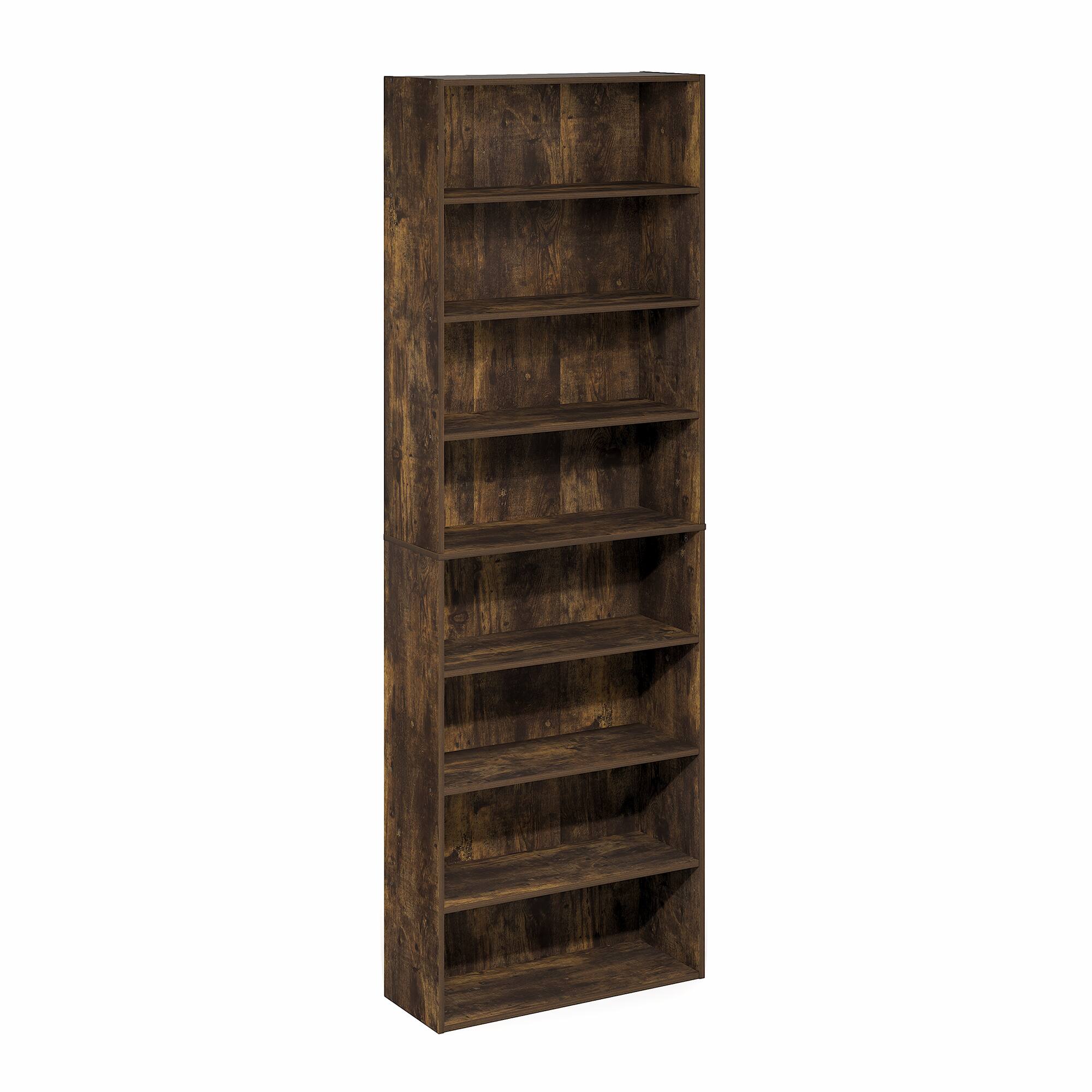 Alt View 4. Furinno - Basic 8-Tier Open Shelf Bookcase, Bookshelf, Storage Organizer, 12 x 24 x 71 - Amber Pine.