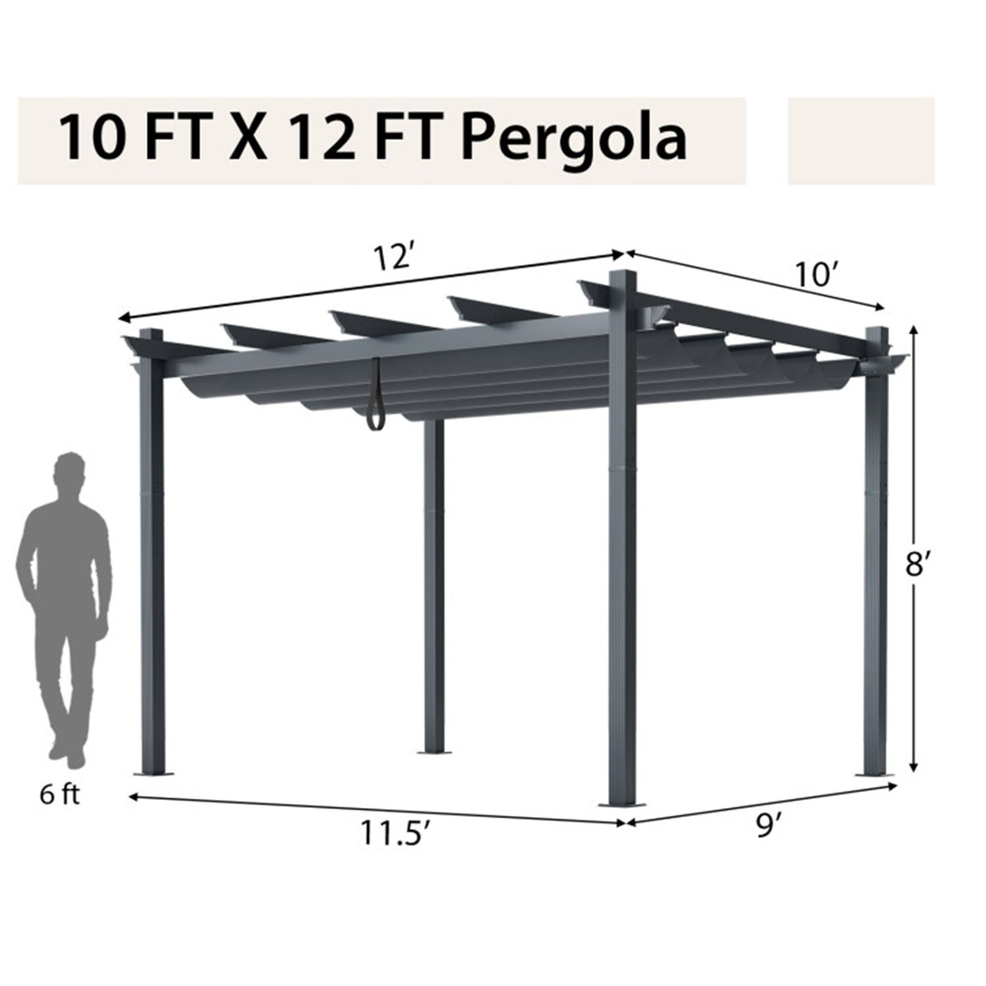 10 FT X 12 FT Pergola

- 12'
- 10'
- 8'
- 6 ft
- 11.5'
- 9'