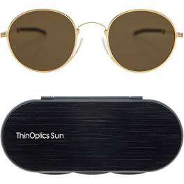 ThinOptics - Suns-Round frame Sunglasses with Brown lens - Gold