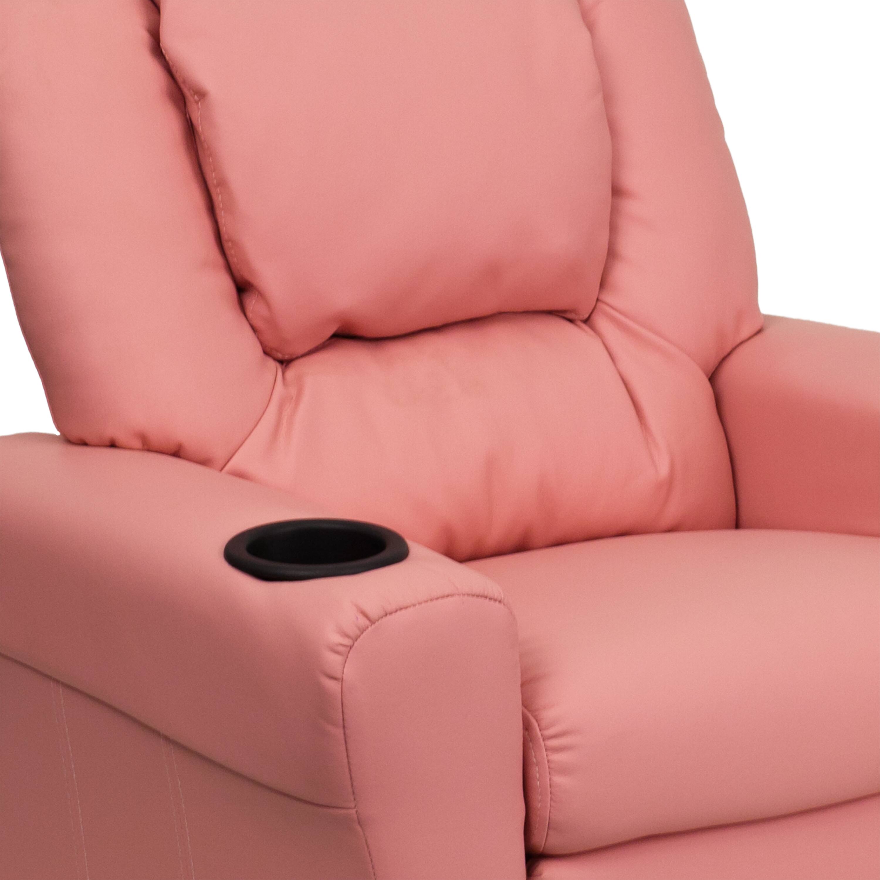 Alt View 8. Emma + Oliver - Contemporary Kids Recliner with Cup Holder and Headrest - Pink Vinyl.