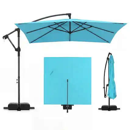 Front. Costway - Costway 8 x 8 FT Offset Cantilever Patio Umbrella,Square Hanging Outdoor Market Umbrella - Turquoise.