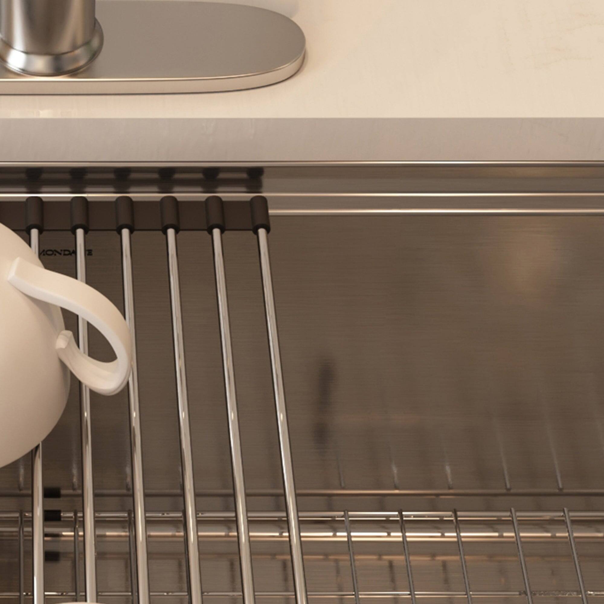 Alt View 10. Boyel Living - 36 in. Undermount Single Bowl 18-Gauge Stainless Steel Kitchen Sink with Cutting Board, Rolling Drying Rack, Colander - Silver.