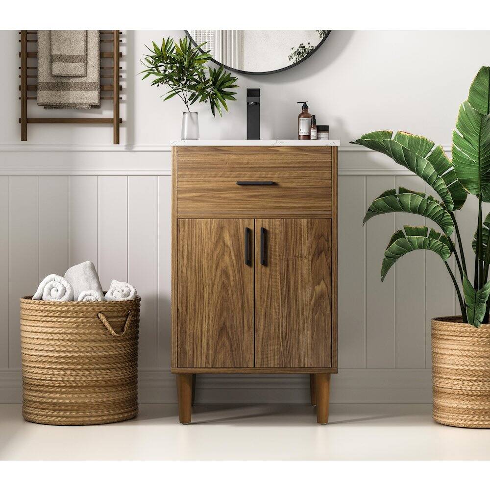 Alt View 9. Elegant Kitchen and Bath - Chandler 20 Inch Single Bathroom Vanity In Walnut Brown - Walnut Brown.
