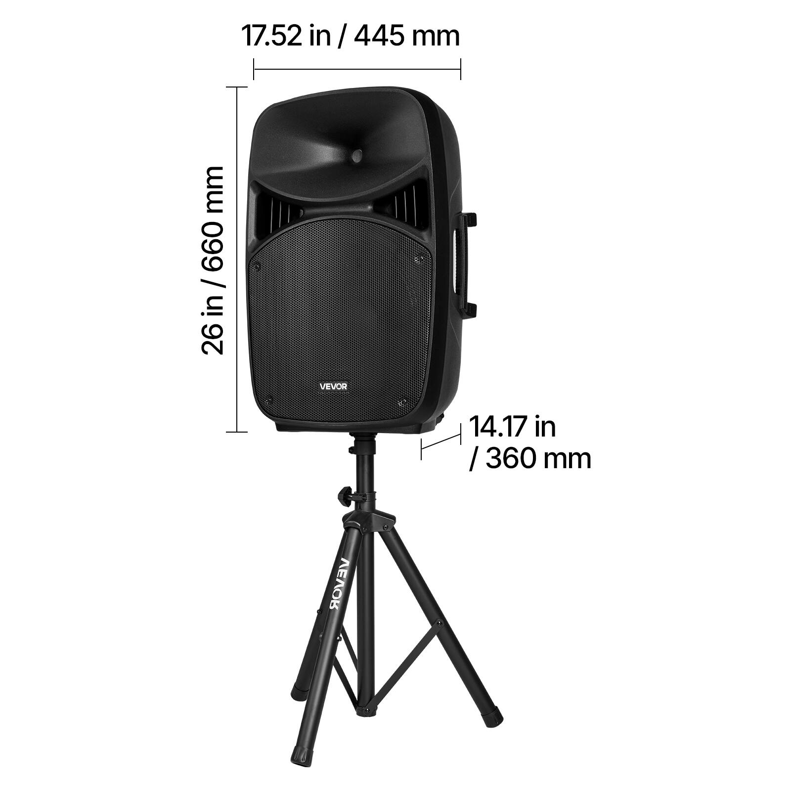 17.52 in / 445 mm  
26 in / 660 mm  
14.17 in / 360 mm  
VEVOR