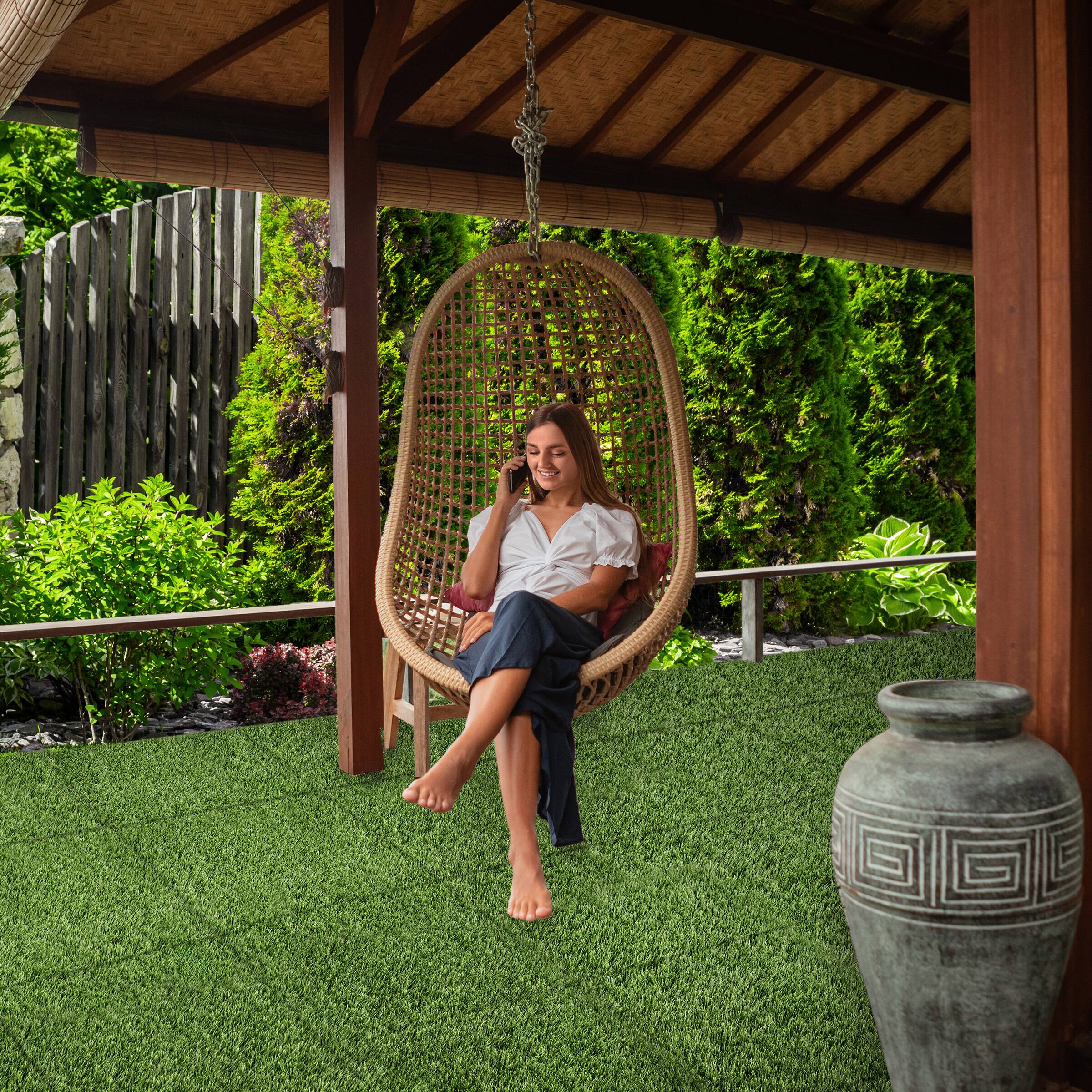 Alt View 4. Sorbus - Sorbus 48Sq. Ft. Artificial Grass Tiles – Interlocking 24"x24" Fake Grass Mats for Balcony, Patio, Deck Flooring - Green.