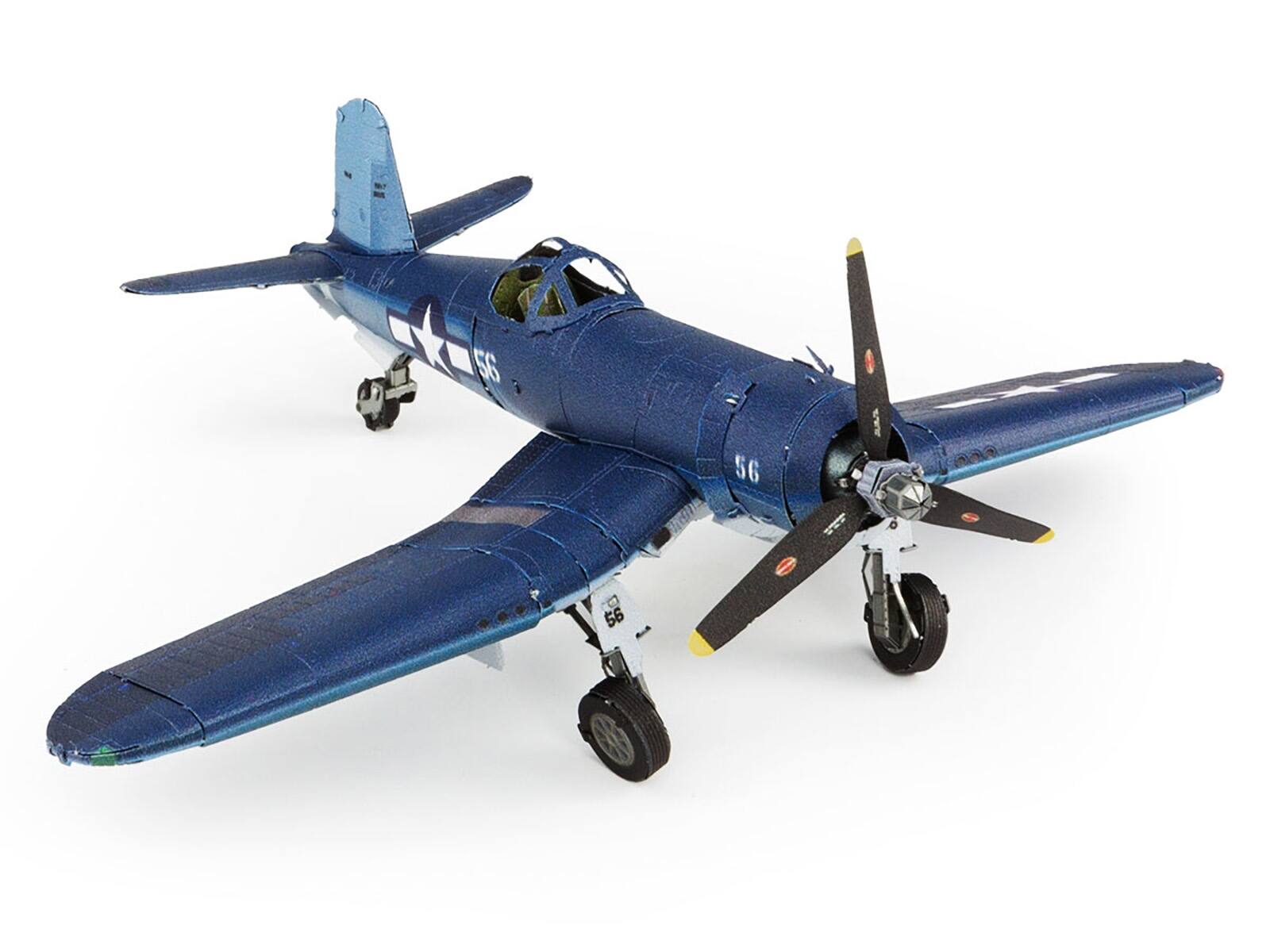 Back. Metal Earth - Model Kit Vought F4U Corsair Fighter Aircraft World War II United States Navy (Challenging Difficulty) Steel Model - Blue.